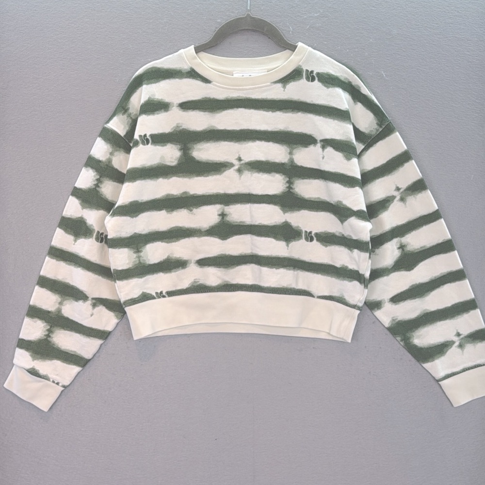ba&sh Women's Sailor style sweatshirt sete green 100% organic cotton crop top S - Picture 7 of 11